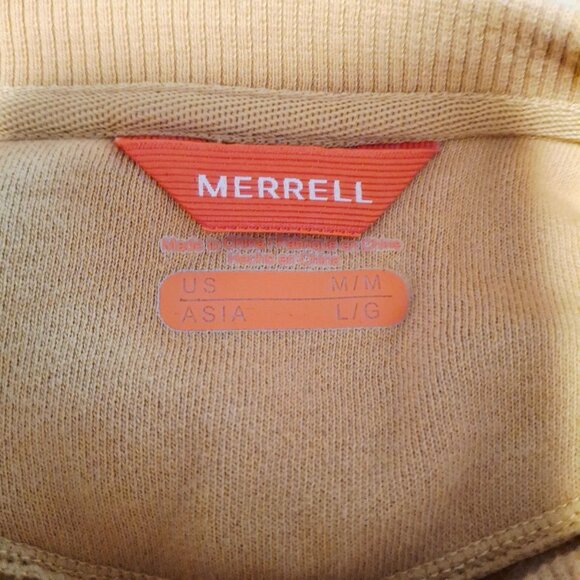 Merrell Rockstar Logo Sweatshirt M/M Tan Cotton Blend Crewneck Cozy core Outdoor - Picture 2 of 7